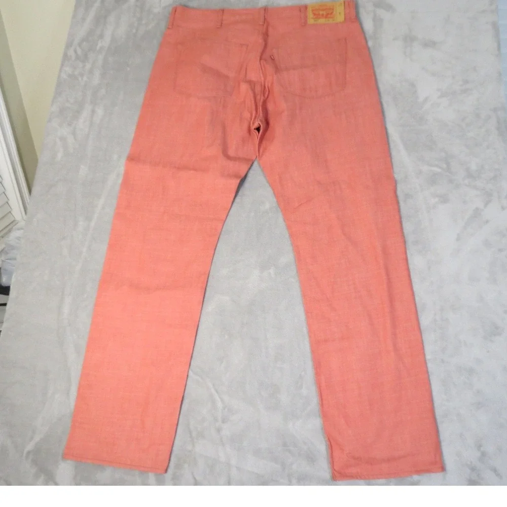 Levi's 501 Jeans Mens 40x34 Salmon Pink White Oak Cone Denim Straight Leg